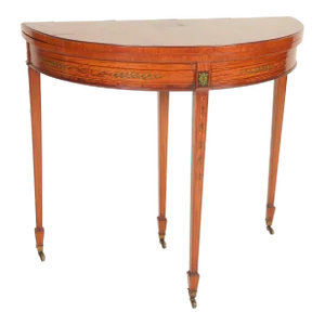English Edwardian Painted Satin Wood Console / Games Table