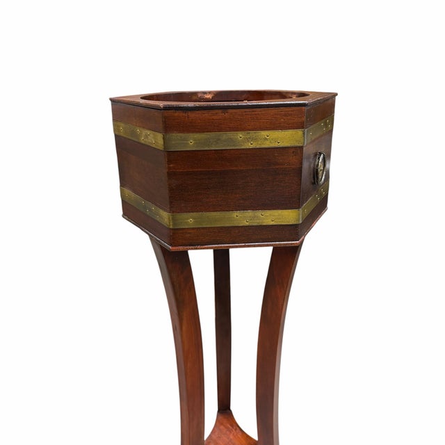 Mid-Century Modern Mid Century Butler Furniture Plant Stand With Knocker Handles and Liner Liner For Sale - Image 3 of 8