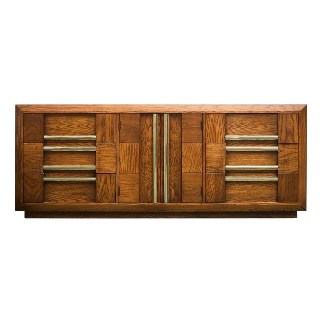 Lane Brutalist 9 Drawer Dresser For Sale