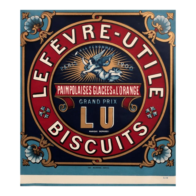 1900 Original Lefevre-Utile (Biscuits Lu) - Paimpolaises Glacées À L'Orange, Biscuits Lu For Sale