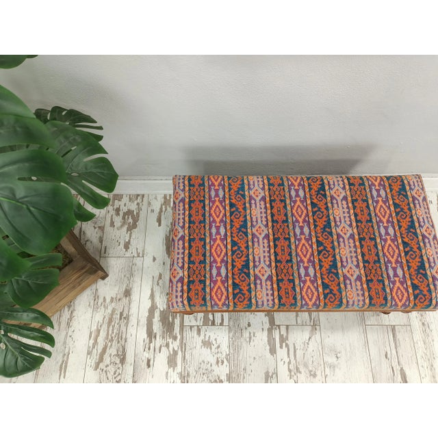 Upholstered Walnut Soft Top Piano Bench For Sale - Image 4 of 9