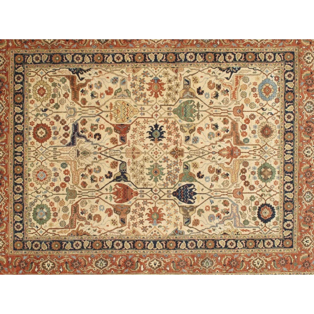 Pasaragd DC Ivory Color Fine Hand Knotted Persian Heriz Design Rug For Sale In Washington DC - Image 6 of 8
