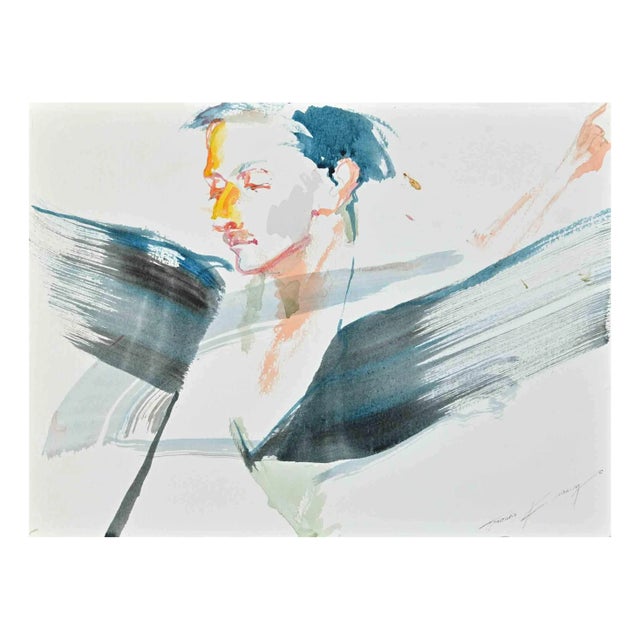 Anastasia Kurakina, The Flight of David, Watercolor, 2018 For Sale