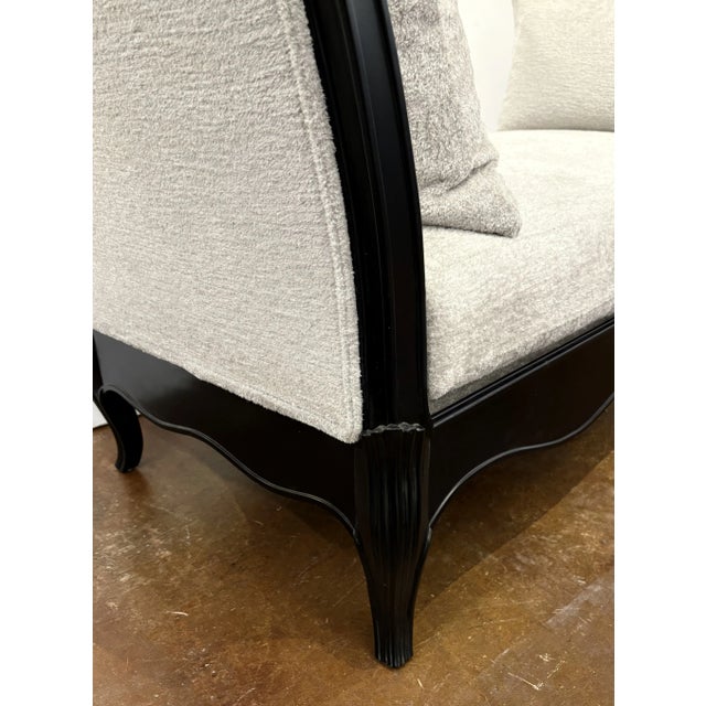 Wood Schnadig (Caracole) Transitional Custom Kravet Faux Plush Dove Gray Bench For Sale - Image 7 of 8