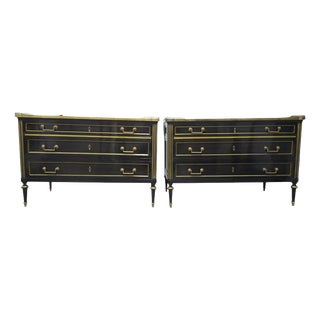 Ebonized Commodes with Marble Tops and Gilt Bronze Mounts, 1920s For Sale