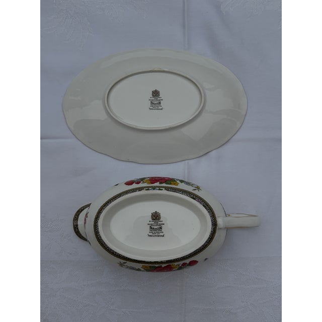 Vintage Paragon "Tree of Kashmir" Bone China Gravy Boat & Underplate Set For Sale - Image 9 of 11