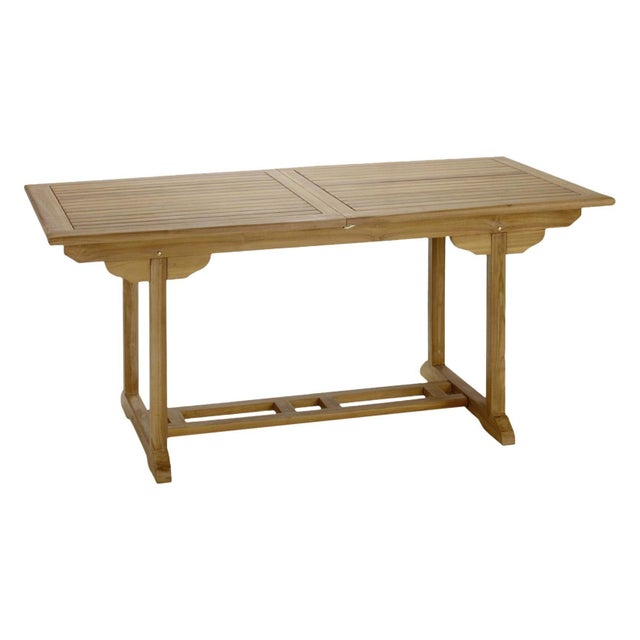 New teak rectangular foldable dIning table, indoor and outdoor Extendable: 66.92in-86.61in.