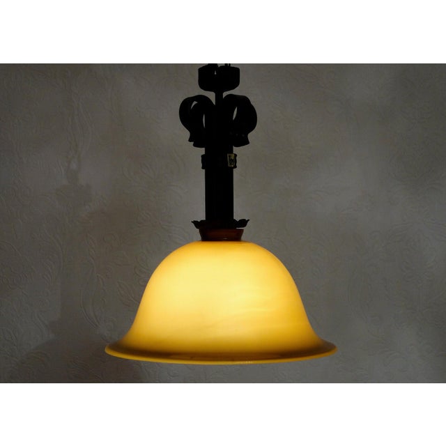 Antique Wrought Iron Glass Lamp from Koch U. Söhne, 1930s For Sale - Image 11 of 12