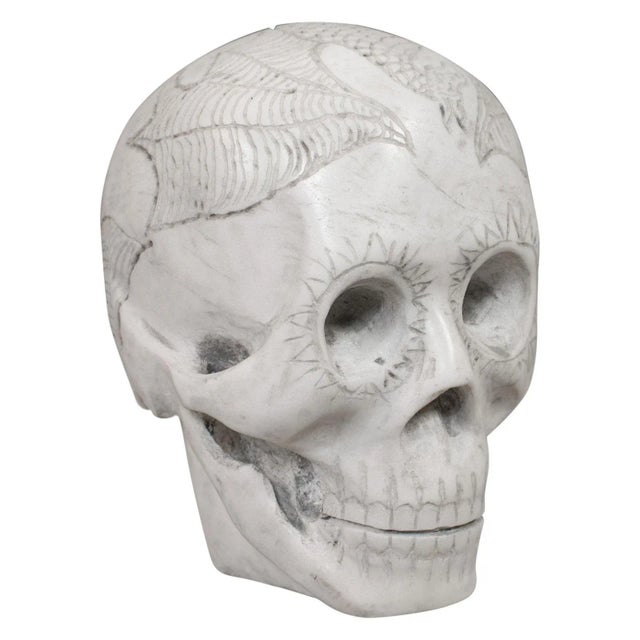 20th Century Marble Carved Decorative Skull Ornament For Sale - Image 13 of 13