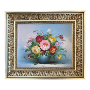 Late 20th Century Vintage Original Floral Oil Painting, Framed & Signed