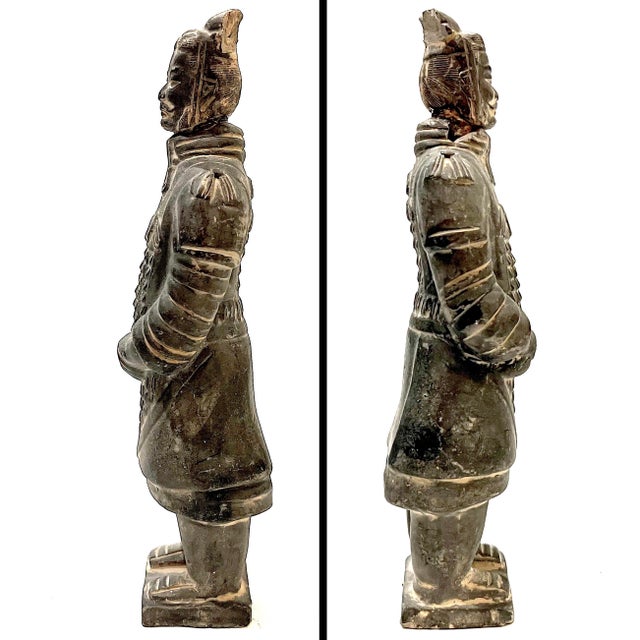 1980's Large Chinese Terracotta Tang Warriors and Horse Figures Set - 3 Pieces For Sale - Image 4 of 14