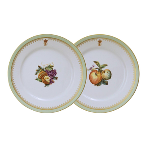 Late 20th Century Royalty Plate Palacio da Pena Botanical Plate Armorial Plate Cabinet Plate - a Pair