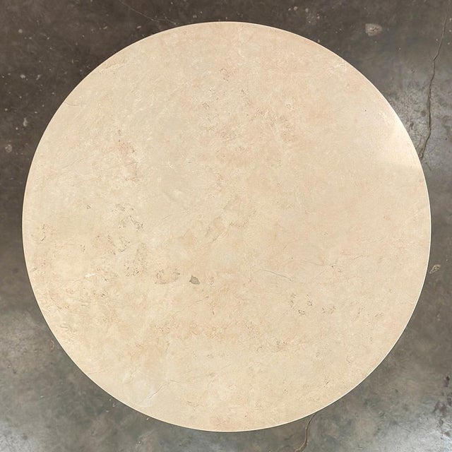 Mid Century Polished Brass Tripod Table With Lion Heads and Stone Top For Sale - Image 16 of 17