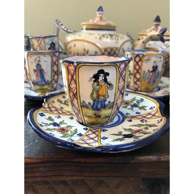 Antique Coffee Set from Henriot Quimper Faience, 1890s-1910s, Set of 24 For Sale - Image 13 of 18