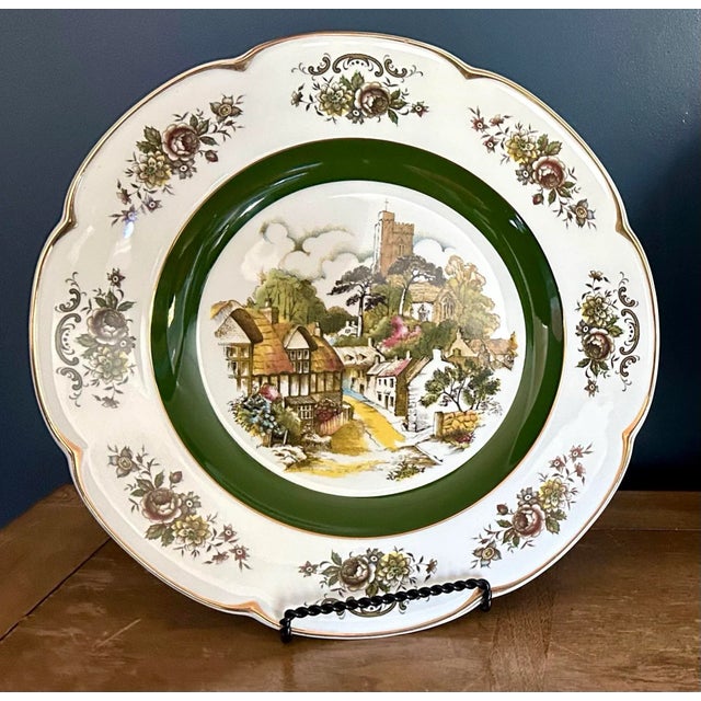 Alpine white ironstone Ascot service plates by Wood and Sons. Made in England, Mid 20th Century. A beautiful pair of...