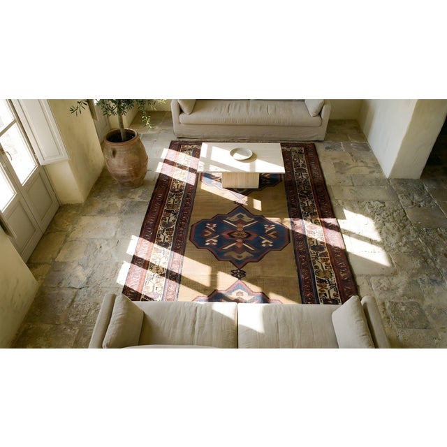 Exceptional Brown-Sienna Color and Multi Color Border With Geometric Pattern Antique Persian Bijar Rug For Sale - Image 9 of 9