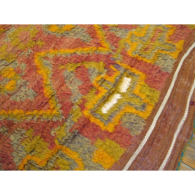 Mid 20th Century 1940s Yellow Abstract Tribal Moroccan Gallery Rug 6'2" X 11'8" Knotted Wool Carpet For Sale - Image 5 of 6