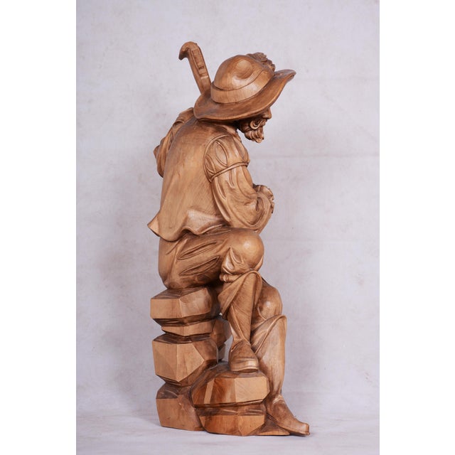 Wood Neo-Rococo Statuette of Lutenist in Pear Wood and Lacquer, France, 1840s For Sale - Image 7 of 18