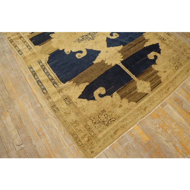 1900 - 1909 Appreciable Navy Blue and Tan Beige Color With Medallion Desing Antique Persian Malayer Rug For Sale - Image 5 of 12
