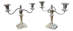 Edwardian Silver Plated Ornate Candleholders, 1900s, Set of 2
