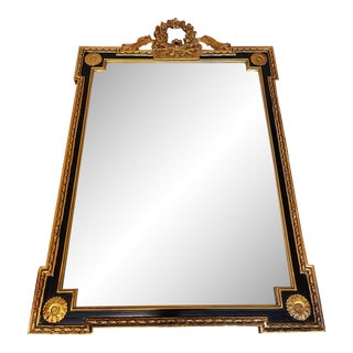 2000s Black and Gold Gilt Hollywood Regency Large Wall Mirror, Copley Plaza Hotel For Sale