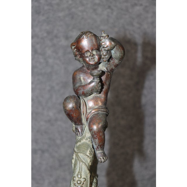 Fine Pair of Bacchonalian Renaissance Revival Bronze Tall Ewers Goblets For Sale - Image 9 of 10