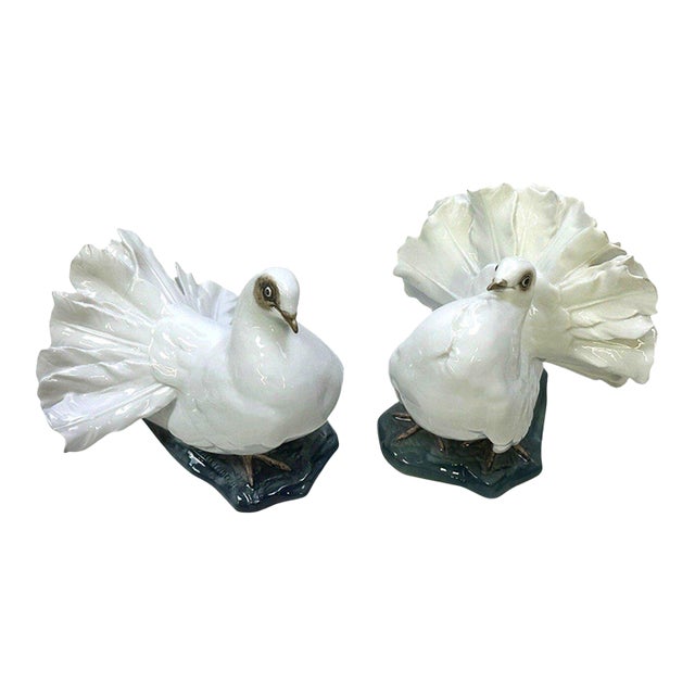 Rosenthal Fritz Heidenreich 1589 1590 Peacock Doves Figurines Pair Germany (Copy) For Sale