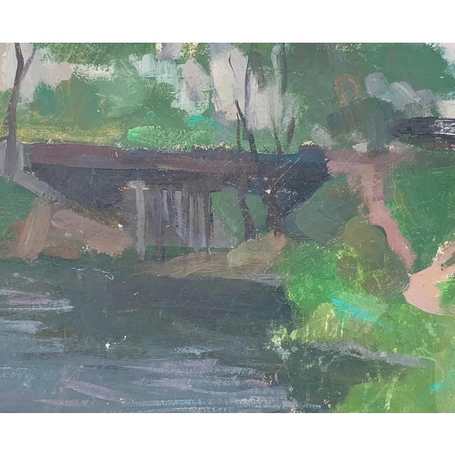 Summer Painting River Rural Landscape Impressionism Antique Oil Painting Original Soviet Art Ukrainian Artist Sokolovsky G. 40-50 1970s For Sale - Image 4 of 6