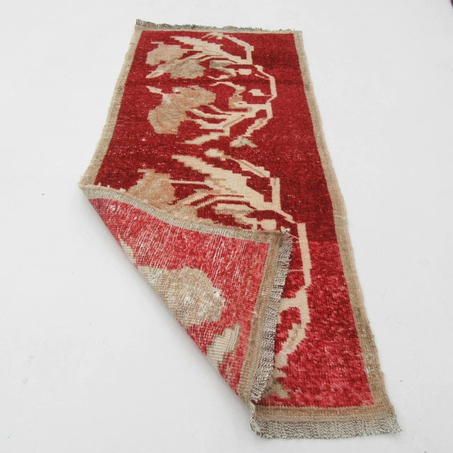 Mid-Century Modern Vintage Mini Wool Rug For Sale - Image 3 of 4