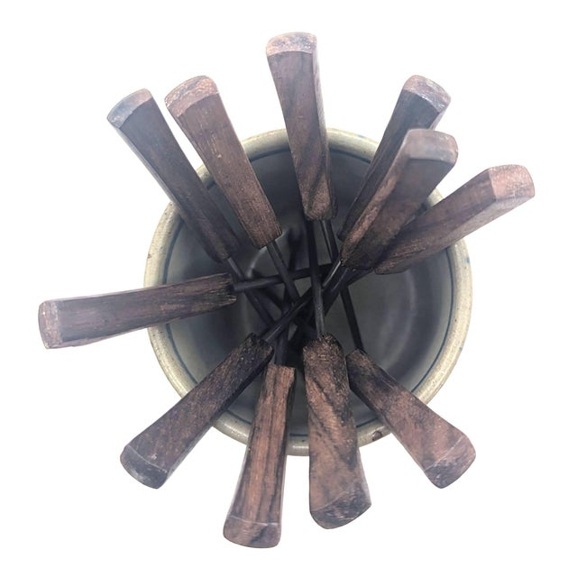 Mid 20th Century Stainless Steel and Teak Wood Cocktail Picks For Sale - Image 9 of 9