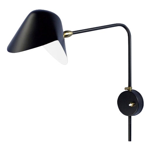 Mid-Century Modern Black Anthony Wall Lamp by Serge Mouille For Sale
