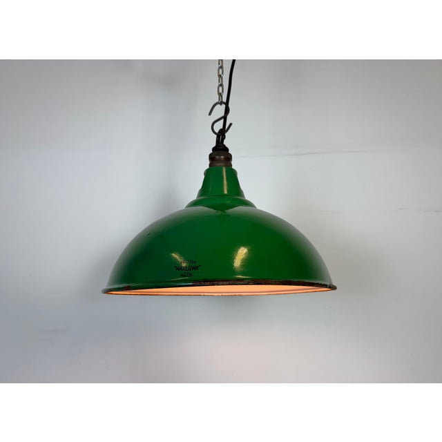 Industrial British Green Enamel Factory Pendant Lamp from Maxlume, 1960s For Sale - Image 18 of 18