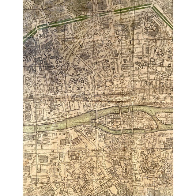 Large Antique Engraved Paris Map by Chéreau, 1767 For Sale - Image 6 of 8
