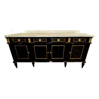 French Louis XVI Style Black Lacquered Sideboard For Sale