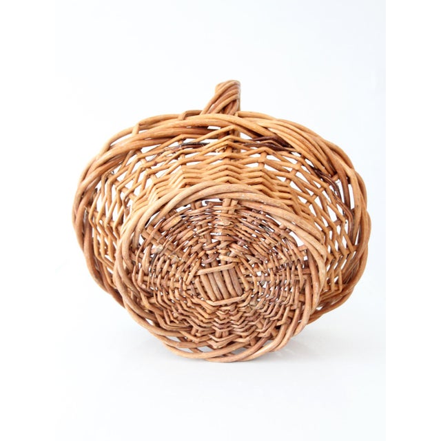 Vintage Woven Wicker Gathering Basket With Twisted Handle For Sale - Image 12 of 13