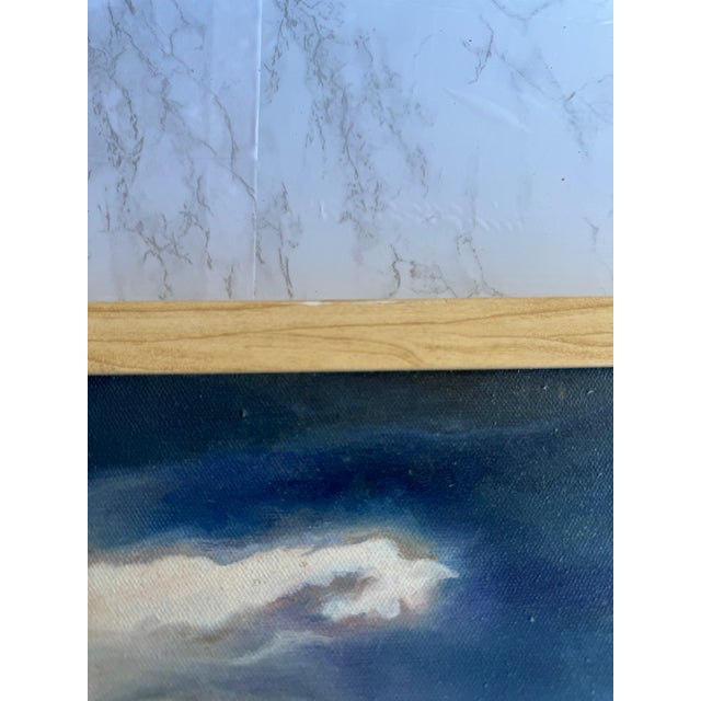 Wood Signed C. Stein Seascape Oil Painting – Atmospheric Coastal Sunset For Sale - Image 7 of 11