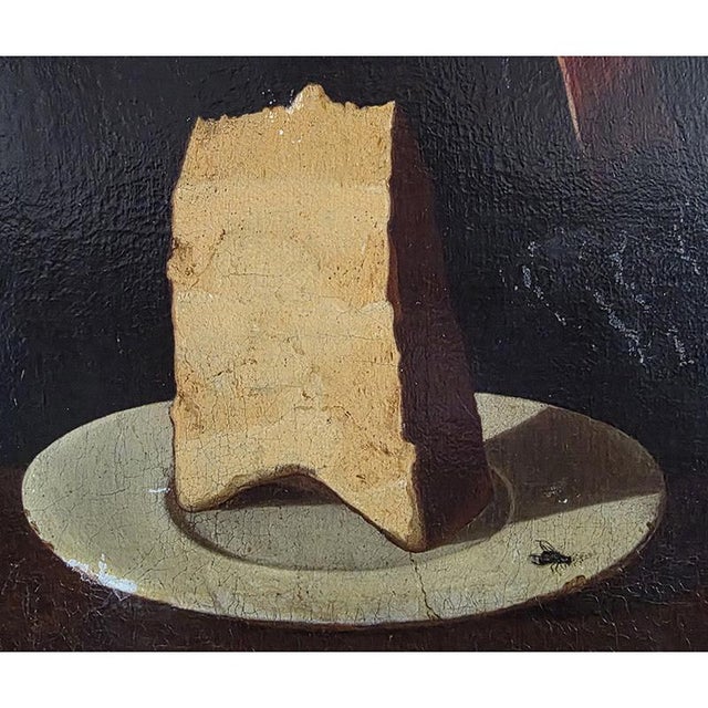 Still Life with Fish, Cheese, and a Teapot, Oil on Canvas, 1800s For Sale - Image 4 of 7