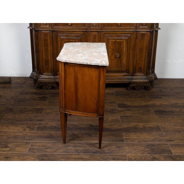 French 19th Century Walnut Commode with Variegated Marble Top and Two Drawers For Sale In Atlanta - Image 6 of 8