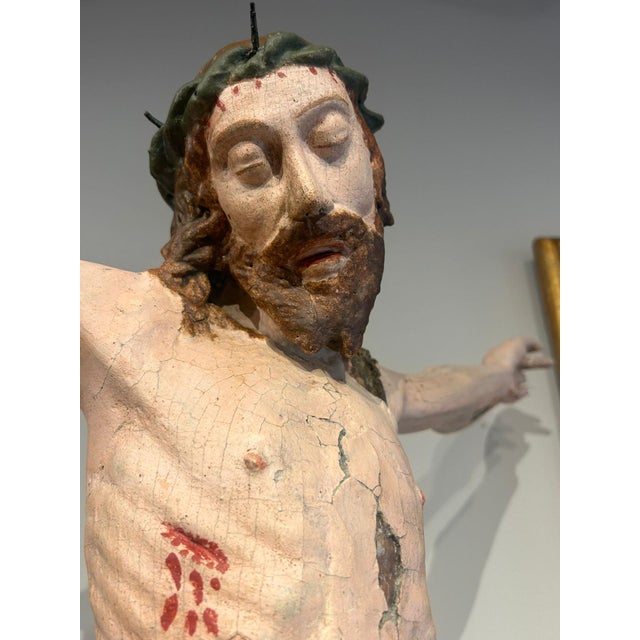 16th Century Carved Wooden Christ with Original Polychromy For Sale - Image 5 of 11
