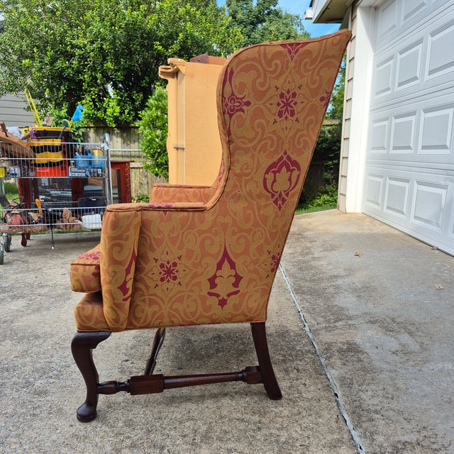 Wood Late 20th Century Kittinger Colonial Williamsburg Mahogany Wing Back Chair Cw-44 For Sale - Image 7 of 15