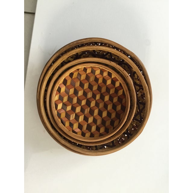 Antique Japanese Ceremonial Bamboo Woven Baskets Set of 4 Chairish