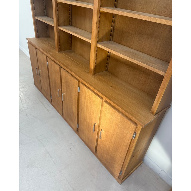Wood Large Mid-Century Oak Bookcase, 1950s For Sale - Image 7 of 8