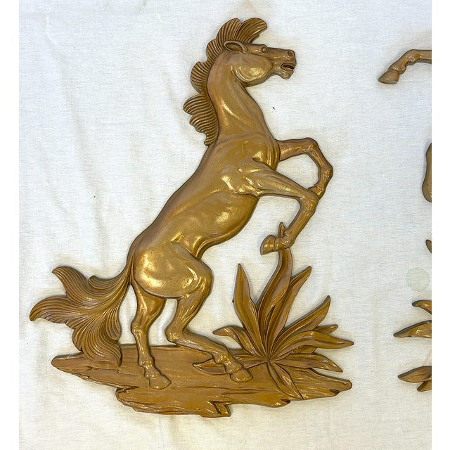 Syroco Vintage MCM Syroco Wood Rodeo Horses- A Pair For Sale - Image 4 of 12