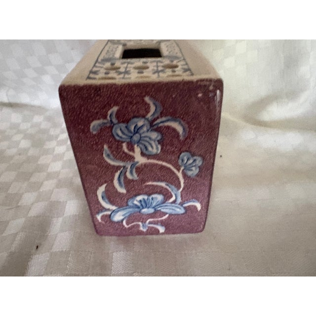 Ceramic Traditional Dutch Delft Rectangular Plant Flowers Frog For Sale - Image 7 of 11