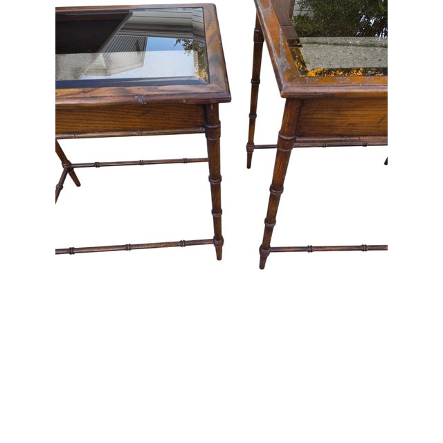 Thomasville Vintage Faux Bamboo Nesting Stacking Tables Hollywood Regency Glass For Sale - Image 17 of 18
