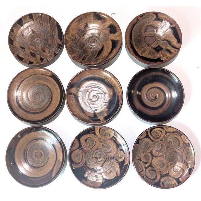 1990s Studio Pottery Glazed Stoneware Plates, Lates, Set of 9 For Sale - Image 16 of 17