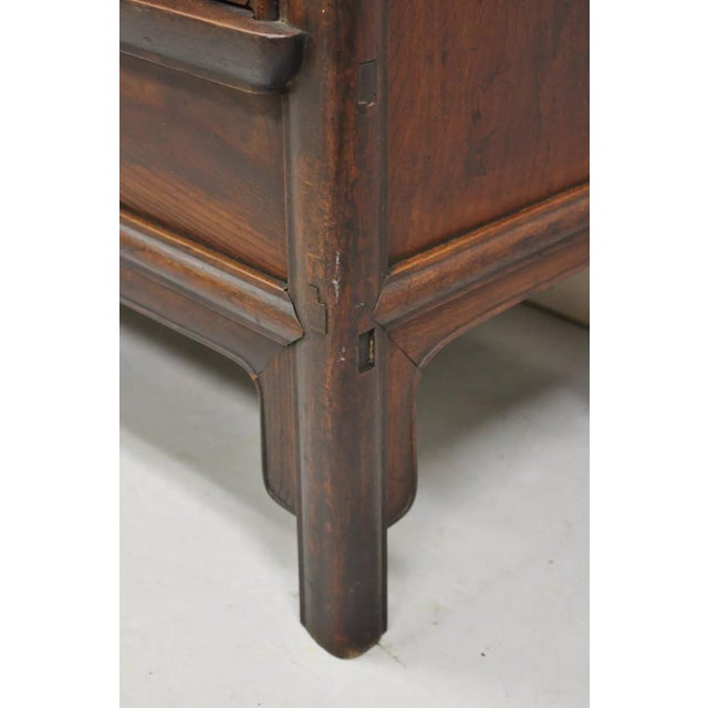 Brown Antique Chinese Hardwood 2 Door Wardrobe Wedding Cabinet With Drawers For Sale - Image 8 of 12