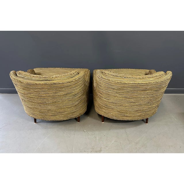 1950s 1950s Pair of Mid Century Lounge Chairs With Walnut Legs in Original Fabric For Sale - Image 5 of 8