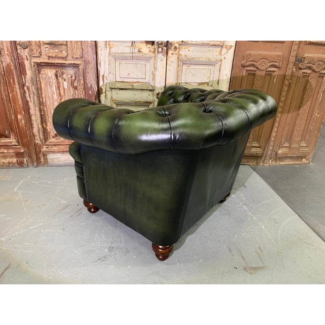 Vintage MidCentury English Leather Chesterfield Tufted Seat Club Chair