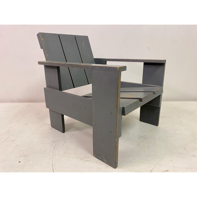 Mid-Century Blue Painted Crate Armchair, 1960s For Sale - Image 13 of 15